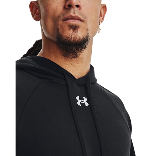 Under Armour Men's UA Rival Fleece Hoodie, (001) Black / / White, Medium