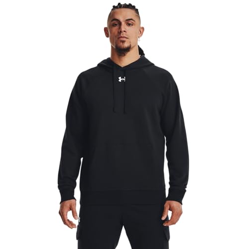 Under Armour Men's UA Rival Fleece Hoodie, (001) Black / / White, Medium