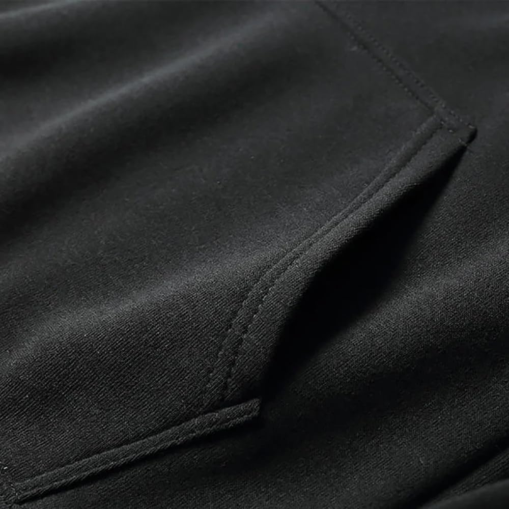 Anime Demon Slayer Hoodies Agatsuma Zenitsu Unisex Sweatshirts Oversized Pullovers Plus Size Cozy Streetwear (Black,S)