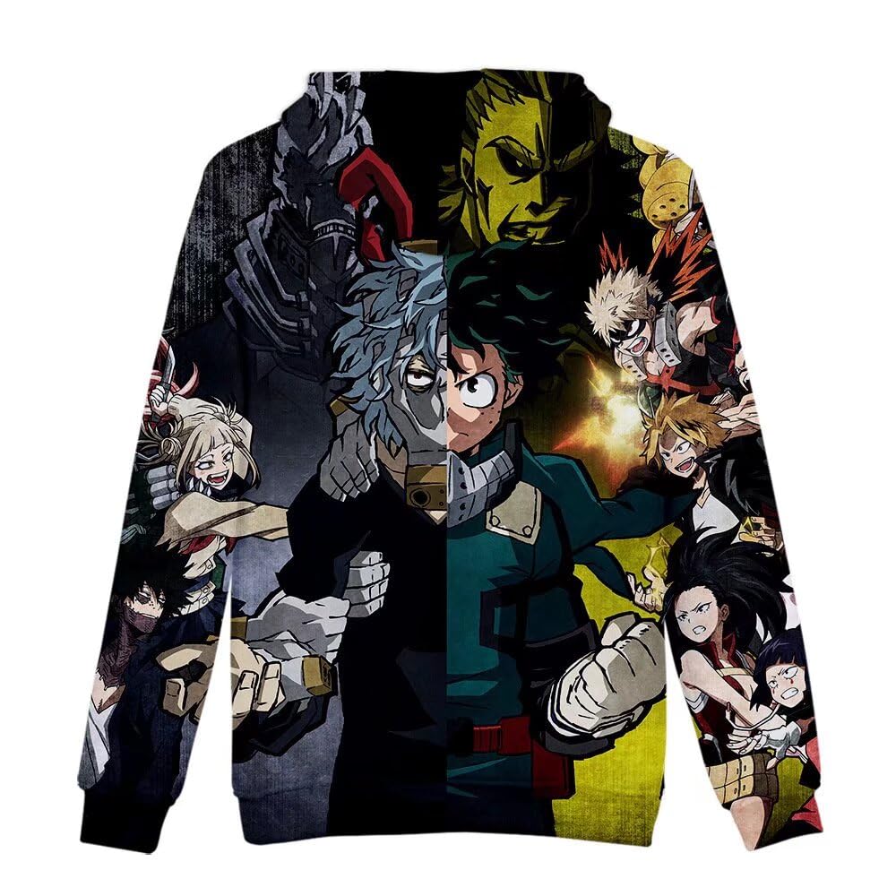 CHLOBLOM Boku No Hero Anime Hoodie Halloween Cosplay Hooded Pullover Sweatshirt (M, Green Black)