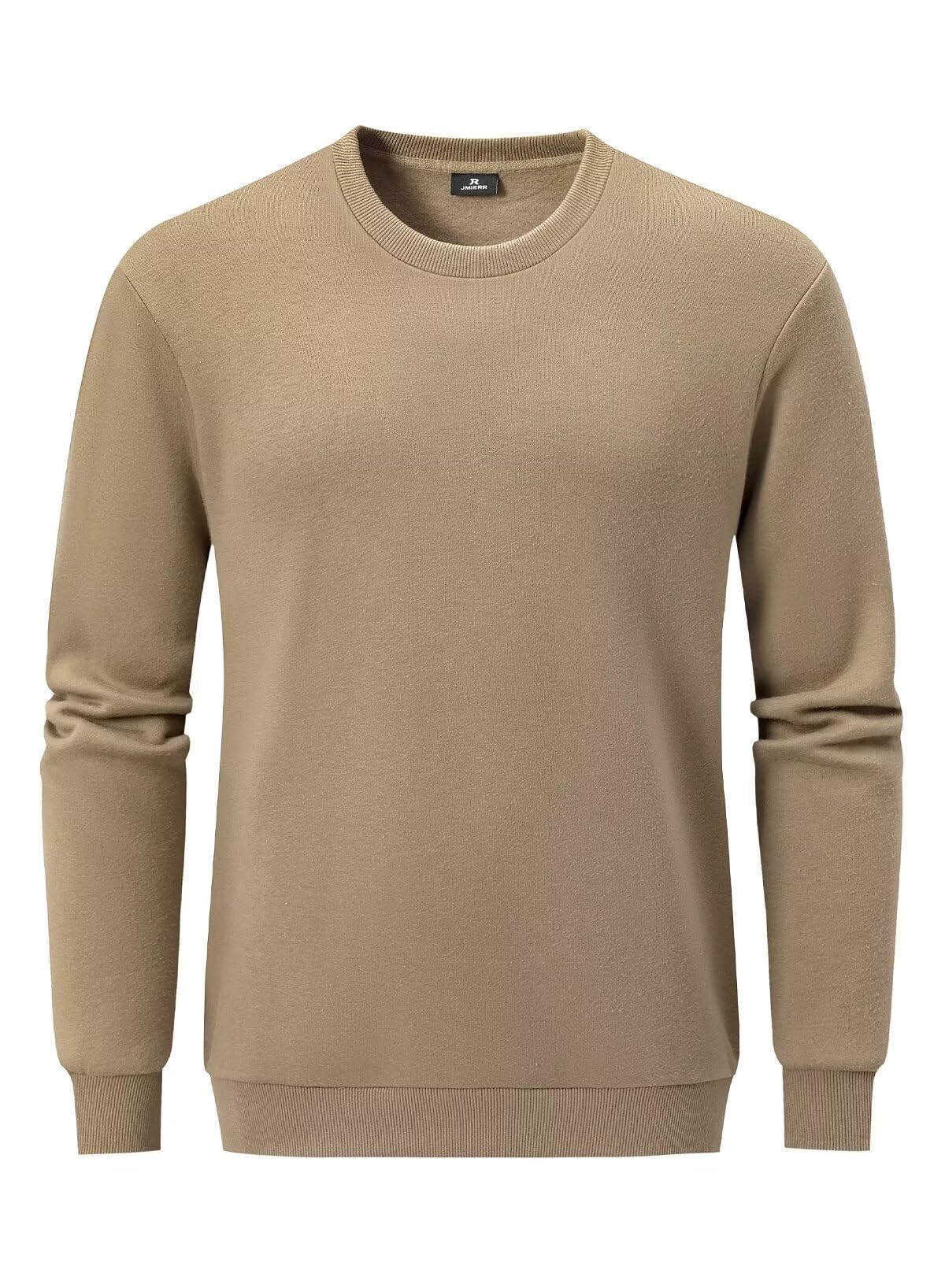JMIERR Men's Crewneck Sweatshirt Men Casual Early Fall Winter Long Sleeve Warm Athletic Fleece Sport Sweatshirts Loose fit Pullover Solid Color Basic Outdoor Tall Sweat Shirt Camel XXX-Large