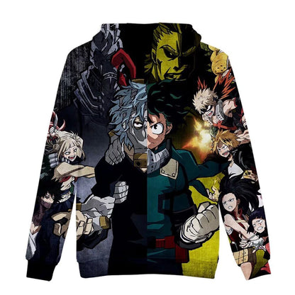 CHLOBLOM Boku No Hero Anime Hoodie Halloween Cosplay Hooded Pullover Sweatshirt (M, Green Black)