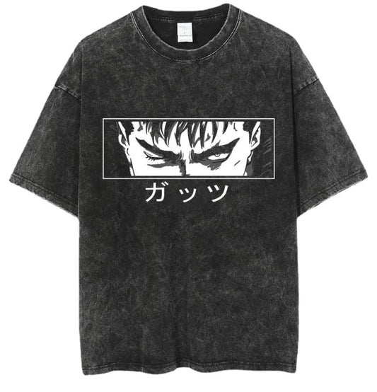 Mens Y2K 90s Berserk Shirt Vintage Shirts Animation Printed Streetwear Y2k Harajuku Summer Casual Tees Grunge Clothes, Black 2, Large