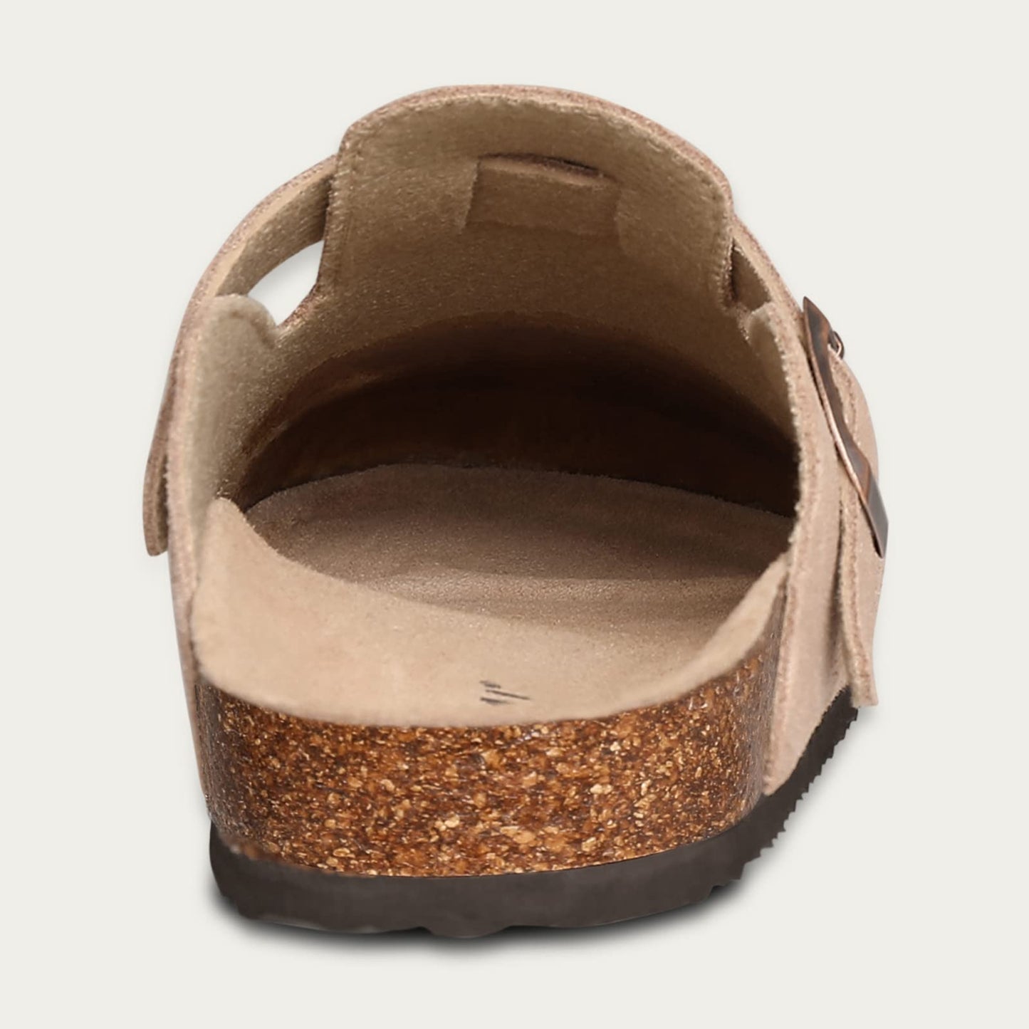 KIDMI Women's Suede Clogs Leather Mules Cork Footbed Sandals Potato Shoes with Arch Support, Taupe 39 (Size 7.5-8)