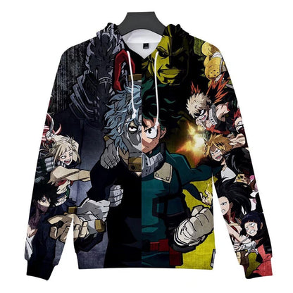 CHLOBLOM Boku No Hero Anime Hoodie Halloween Cosplay Hooded Pullover Sweatshirt (M, Green Black)