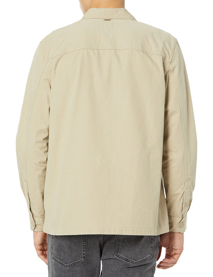 GAP Men's Utility Shirt Jacket Coat, Khaki, X-Small